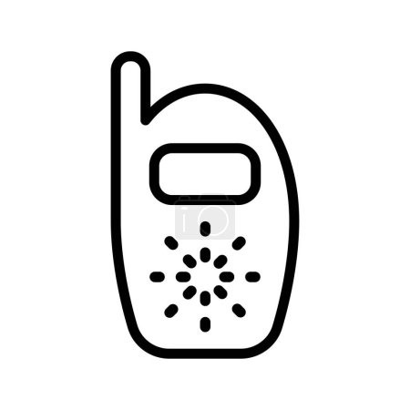 Illustration for Radio nanny icon. Electronic contour walkie talkie for baby monitoring and screen with cute vector toy design - Royalty Free Image