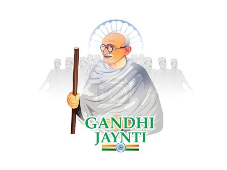 Ilustración de Feliz Gandhi Jayanti vector ilustración diseño - Imagen libre de derechos