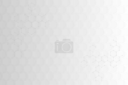 Téléchargez les photos : Réseau hexagonal gris abstrait avec connexion ligne et point sur motif hexagonal. - en image libre de droit