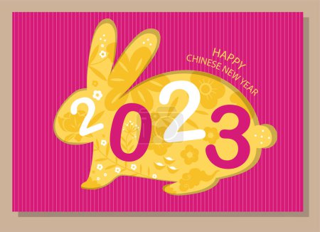 Foto de Happy chinese new year 2023 .Year of the rabbit zodiac sign.Happy new year.Cute animal design,Vector ,Illustrations.translation: Auspicious year of the rabbit - Imagen libre de derechos