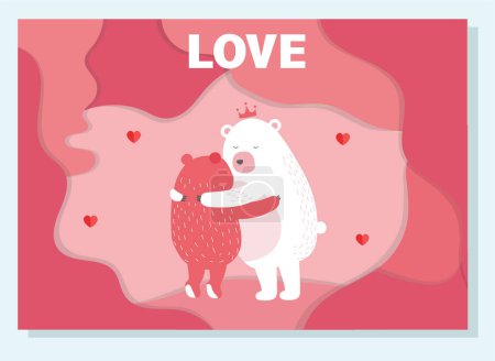 Téléchargez les illustrations : Valentine's day.February 14. Design with cute animal.love, couple, heart, valentine,Vector illustrations. - en licence libre de droit