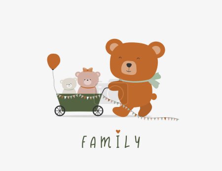 Illustration for Collection of cute family bears.baby shower,Cartoon vector illustration. - Royalty Free Image