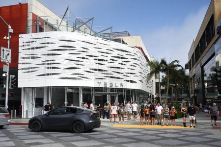 Photo for Los Angeles, California, USA - July 29, 2023: Tesla showroom in Santa Monica. - Royalty Free Image