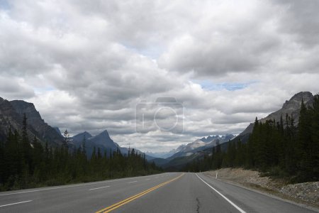 Téléchargez les photos : Une route dans les montagnes canadiennes. Parc national Banff, Alberta, Canada. - en image libre de droit