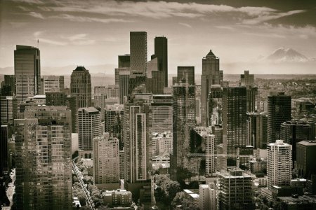 Téléchargez les photos : Paysage urbain de Seattle. Des gratte-ciel de Seattle. Vue sur le centre-ville de Seattle, WA, USA. - en image libre de droit