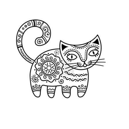 Foto de Gato estampado en blanco y negro. Ilustración del esquema vectorial. - Imagen libre de derechos