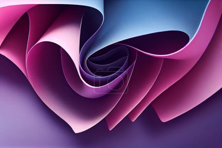 Photo for Abstract background with curly paper, modern wallpaper with pink, blue, violet colored paper having nice texture - Royalty Free Image