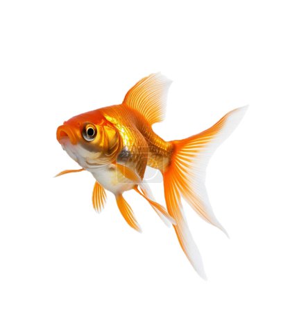 Téléchargez les photos : Poisson rouge isolé sur fond transparent - un poisson doré nageant vers la caméra en angle - en image libre de droit