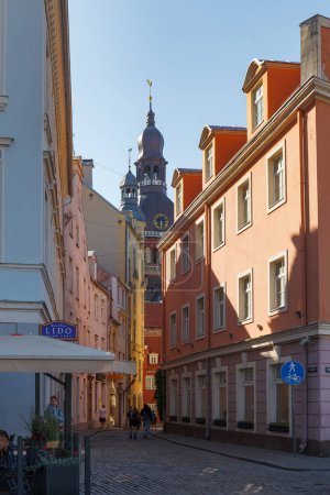 Photo for RIGA, LATVIA - JULY 16, 2023: Street in old town of Riga - Royalty Free Image