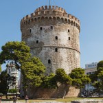 THESSALONIKI, GREECE - SEPTEMBER 10, 2018: The White Tower and greenery around