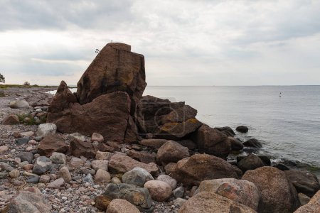 Boulders on the Baltic sea coast. Daytime.