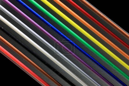 Photo for Close up view of colorful flexible cable on black background. - Royalty Free Image