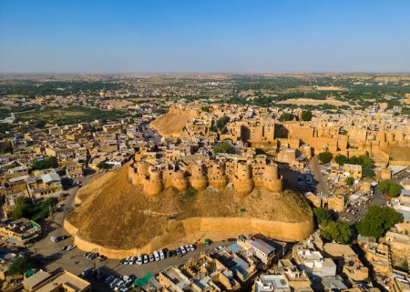 Photo for Jaisalmer, Rajasthan, INDIA - October 19, 2022 : Jaisalmer is also known as Golden City located in the middle of Thar desert in India. Jaisalmer fort is also a UNESCO world heritage site. - Royalty Free Image