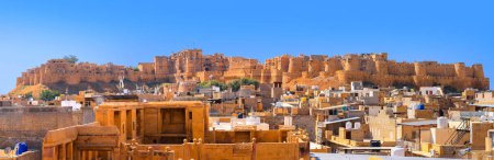 Photo for Jaisalmer is also known as Golden City located in the middle of Thar desert in India. Jaisalmer fort is also a UNESCO world heritage site. - Royalty Free Image