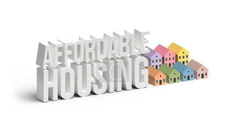 3D illustration off Affordable housing concept on white background.