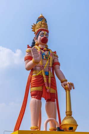 Huge Hindu god statue of Lord Hanuman in Andhra Pradesh state India countryside.