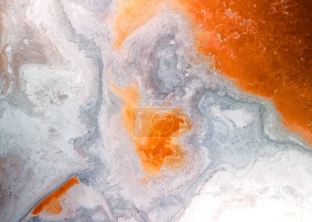 Top down view of colorful Alkali flats at Owens Lake, California. Abstract background.