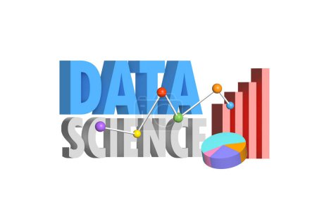 Téléchargez les illustrations : Illustration de rendu 3D du concept Data Science avec des graphiques sur fond blanc. - en licence libre de droit