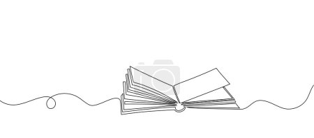Photo for The book is drawn with one line. Modern outline doodles of an open book. Vector illustration - Royalty Free Image