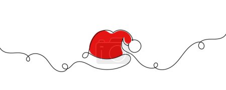 Photo for Christmas hat one line drawing on a white background. Vector illustration - Royalty Free Image