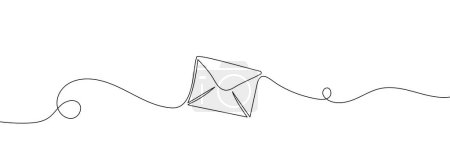 Photo for Paper envelope drawn in one line on a white background. Vector illustration - Royalty Free Image
