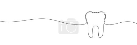 Photo for Continuous one line of a human tooth. World Dentist Day. Vector illustration - Royalty Free Image