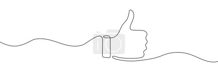 Ilustración de Continuous one line drawing of like hand showing thumb up. Vector illustration - Imagen libre de derechos