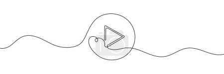 Photo for The play button is drawn as a continuous single line. One continuous drawing of a play button. Vector illustration - Royalty Free Image