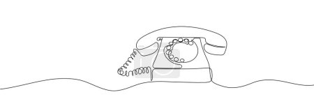 Vintage phone with continuous one line drawing. Minimalism in retro style. Vector illustration