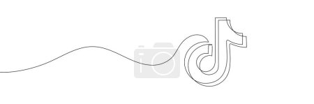 Photo for One continuous one line drawing of TikTok logo isolated on white background. Vector illustration - Royalty Free Image