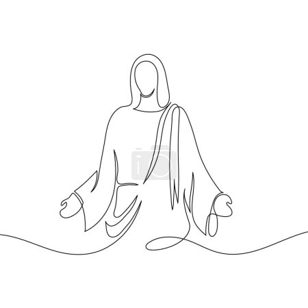 Téléchargez les illustrations : One continuous line drawing the minimal hand of Jesus Christ. Vector illustration - en licence libre de droit