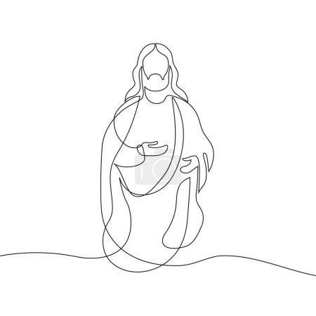 Photo for Continuous line drawing of Jesus Christ, son of God, biblical easter illustration. Vector illustration - Royalty Free Image