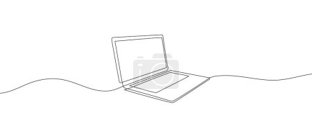 Photo for Continuous line drawing of computer desk furniture vector illustration technology concepts. Vector illustration - Royalty Free Image