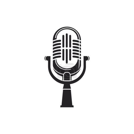Photo for Retro microphone black. Logo on a white background. Vector illustration - Royalty Free Image