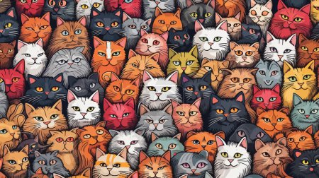 Photo for Colorful background drawing of cats. Doodle art. Vector illustration - Royalty Free Image