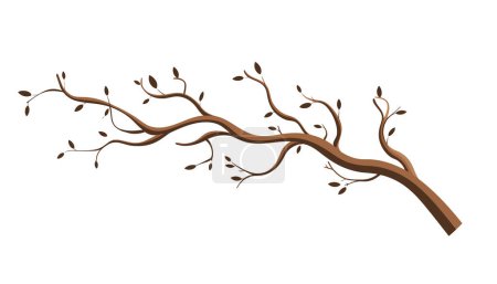 Téléchargez les illustrations : Branche d'arbre en style plat. branches d'arbres de printemps avec différentes feuilles. Illustration vectorielle - en licence libre de droit