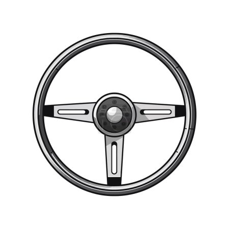 Illustration for Steering wheel icon in flat style on white background. Vector illustration - Royalty Free Image
