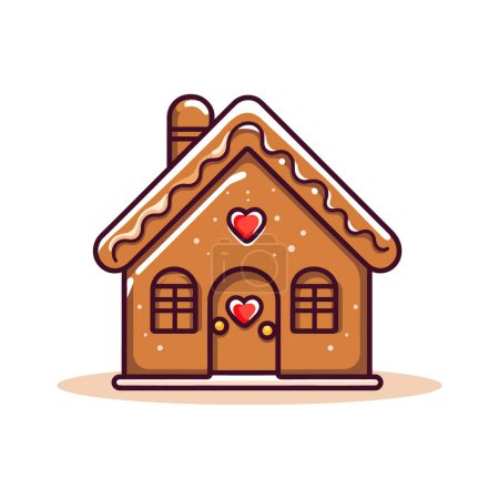 Photo for Christmas gingerbread house on a white background in a flat style. Vector illustration - Royalty Free Image