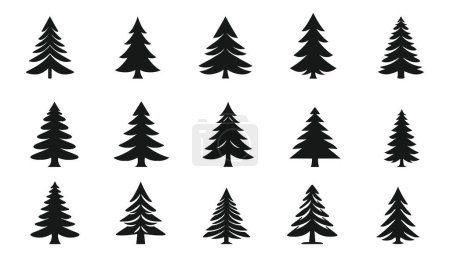 Photo for Set of Christmas tree silhouettes on white background. Vector illustration - Royalty Free Image