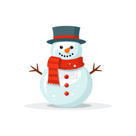 Photo for Snowman with a scarf isolated on a white background. Flat design. Vector illustration - Royalty Free Image