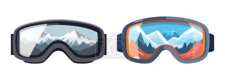 Ilustración de Icono del deporte de invierno. Gafas para esquí y snowboard aisladas sobre fondo blanco en estilo plano. Ilustración vectorial - Imagen libre de derechos