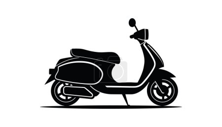 Illustration for Electric scooter. Motorbike. Motorcycle charging. Black and white scooter in flat style isolated on white background. Vector illustration - Royalty Free Image