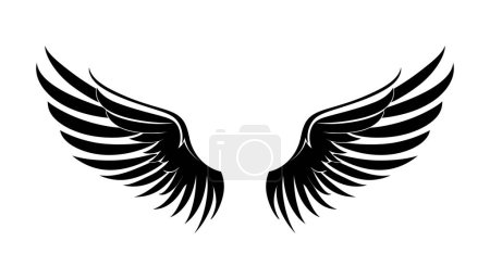 Photo for Black wings in flat design,icon on white background. Vector illustration - Royalty Free Image