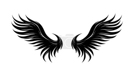 Photo for Black wings in flat design,icon on white background. Vector illustration - Royalty Free Image