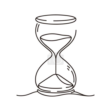 reloj de arena dibujado con una línea aislada. Ilustración vectorial