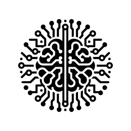 Photo for Digital brain icon made with circuit board drawing symbolizing artificial intelligence or technology and brain function concept. Vector illustration - Royalty Free Image