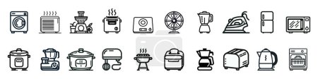 Photo for Set of Black Line Vector Icons for Kitchen Appliances Isolated on White Background. Vector illustration - Royalty Free Image