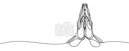 Photo for Continuous one line drawing of human hands folded in prayer - Royalty Free Image