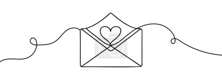 Photo for Continuous line drawing paper letter with heart - Royalty Free Image