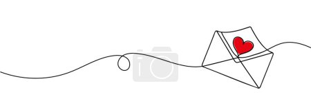 Photo for Continuous line drawing paper letter with heart - Royalty Free Image